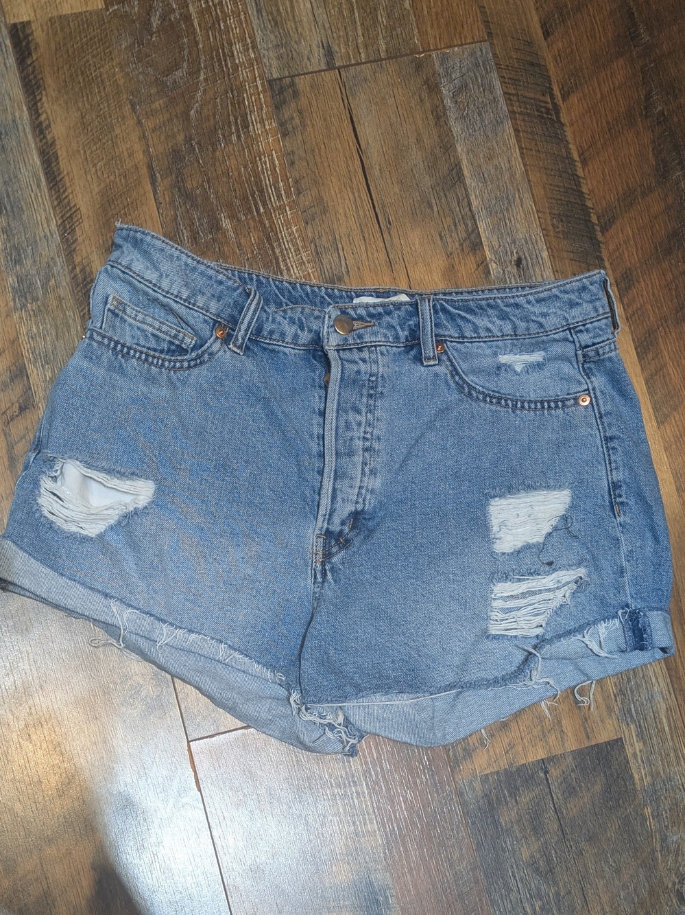 H&M Light Blue Distressed Denim Jean Shorts